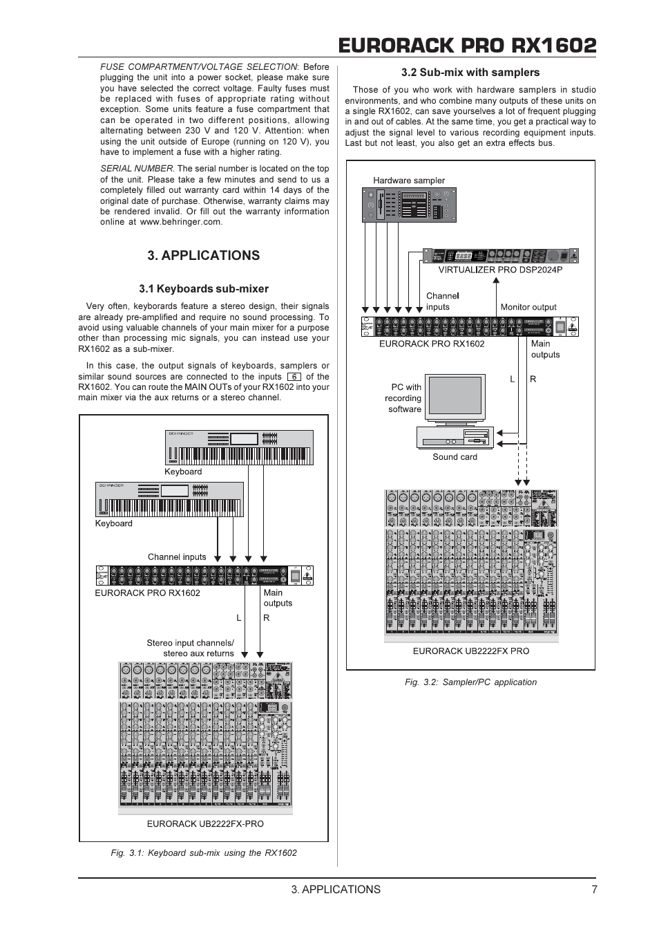 Eurorack pro rx1602, Applications | Behringer RX1602 User Manual | Page 7 / 11