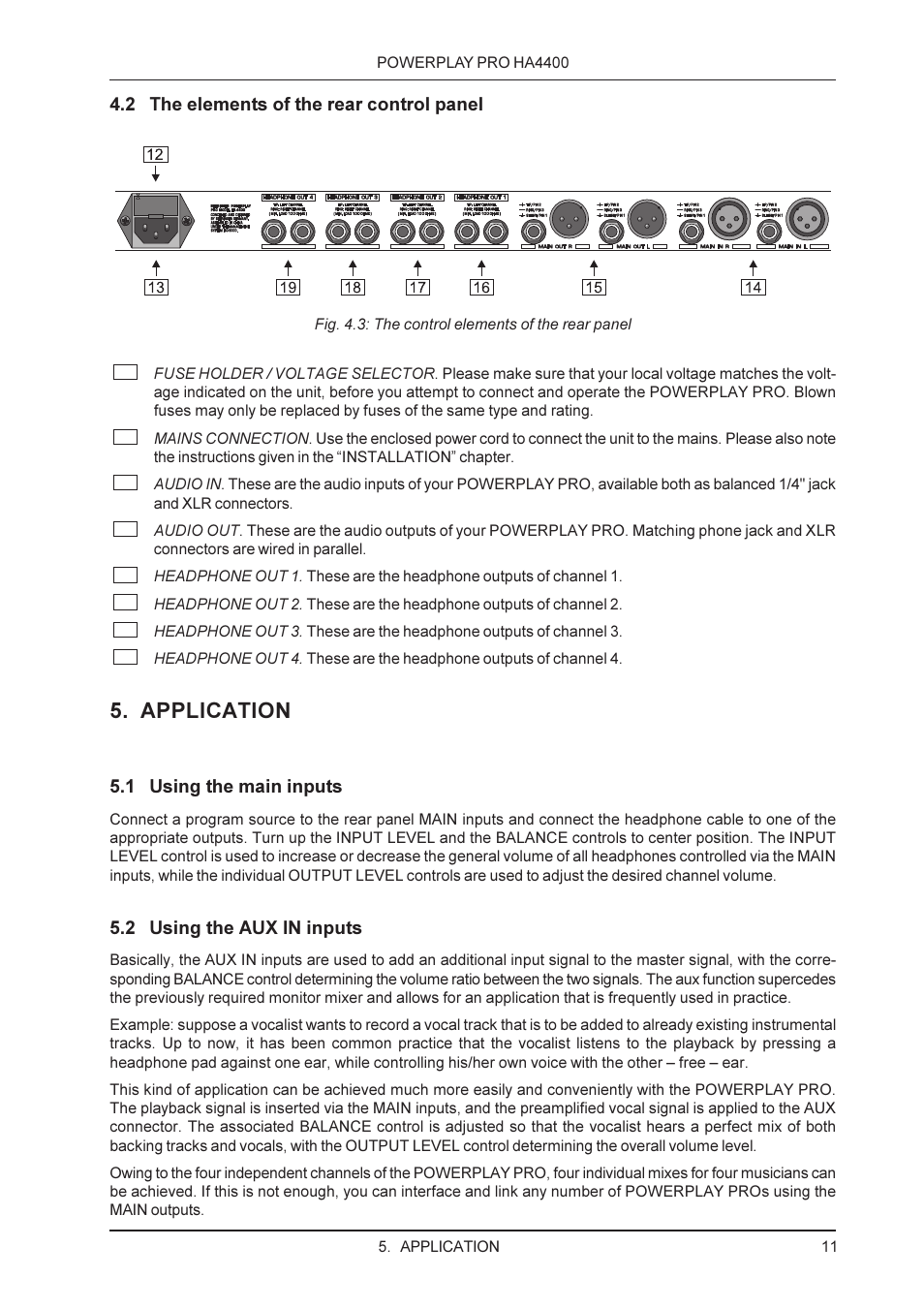 Application | Behringer HA4400 User Manual | Page 11 / 16