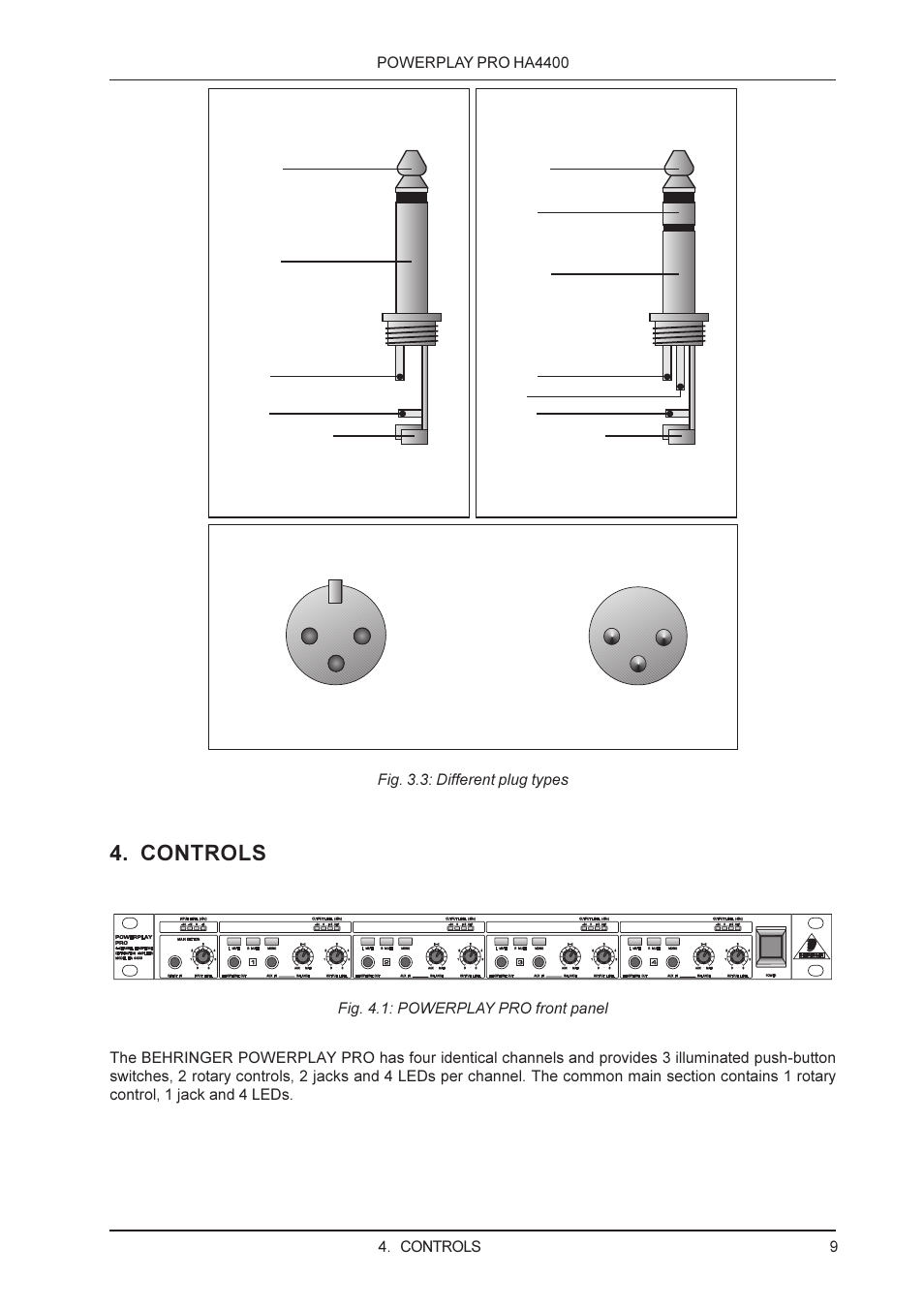 Controls | Behringer HA4400 User Manual | Page 9 / 16