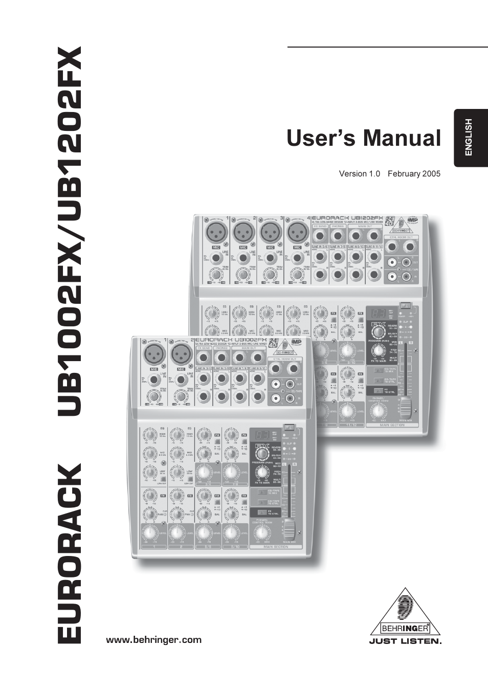 Behringer 1002FX User Manual | 12 pages