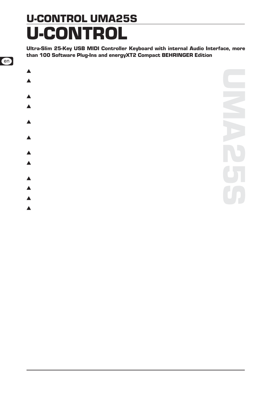 Um a 25s, U-control, U-control uma25s | Behringer U-Control UMA25S User Manual | Page 2 / 3