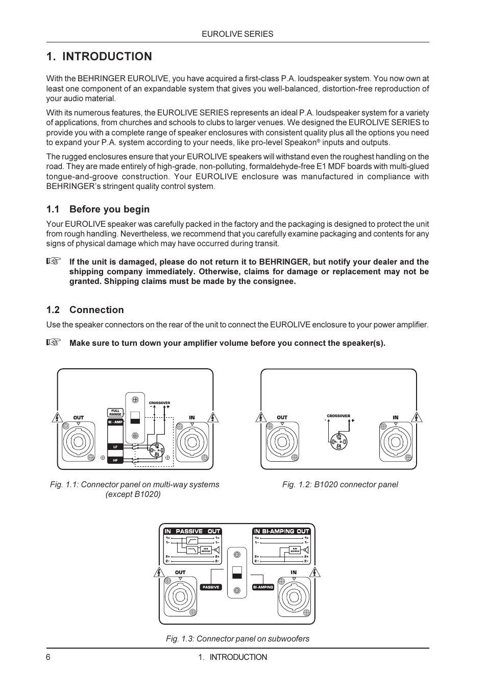 Introduction | Behringer F1220 User Manual | Page 6 / 11