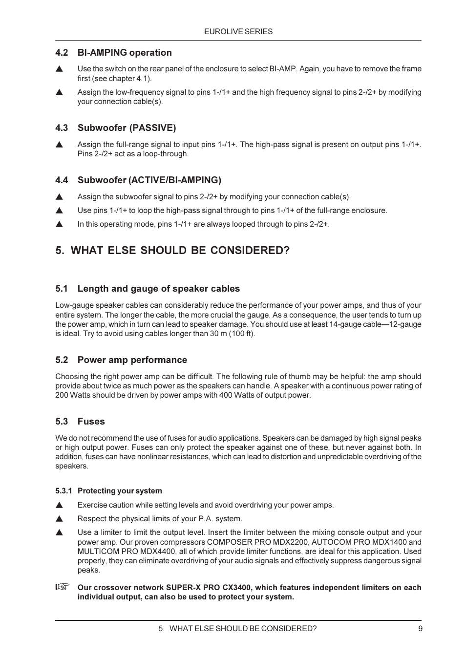 What else should be considered | Behringer F1220 User Manual | Page 9 / 11