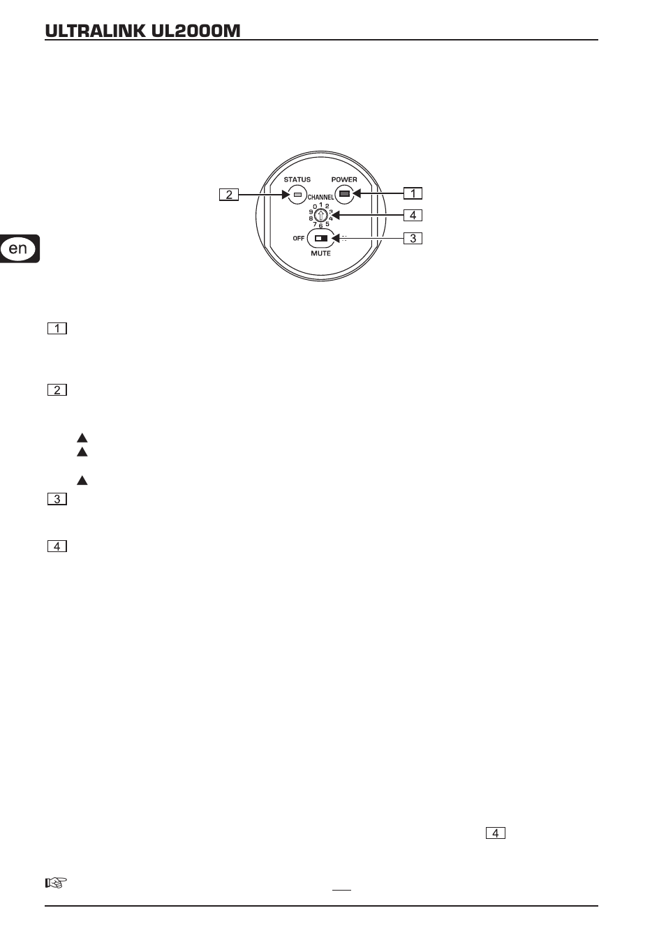 1 control elements, 2 hand-held transmitter operation | Behringer ULTRALINKUL2000M A50-13413-00005 User Manual | Page 12 / 24