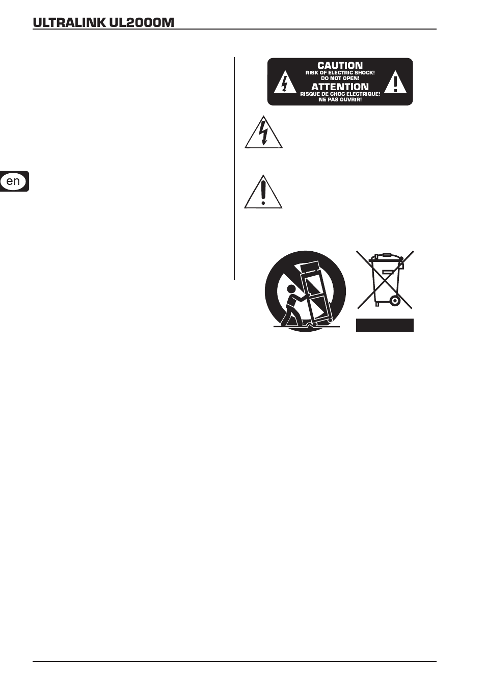 Ultralink ul2000m, Important safety instructions | Behringer ULTRALINKUL2000M A50-13413-00005 User Manual | Page 2 / 24