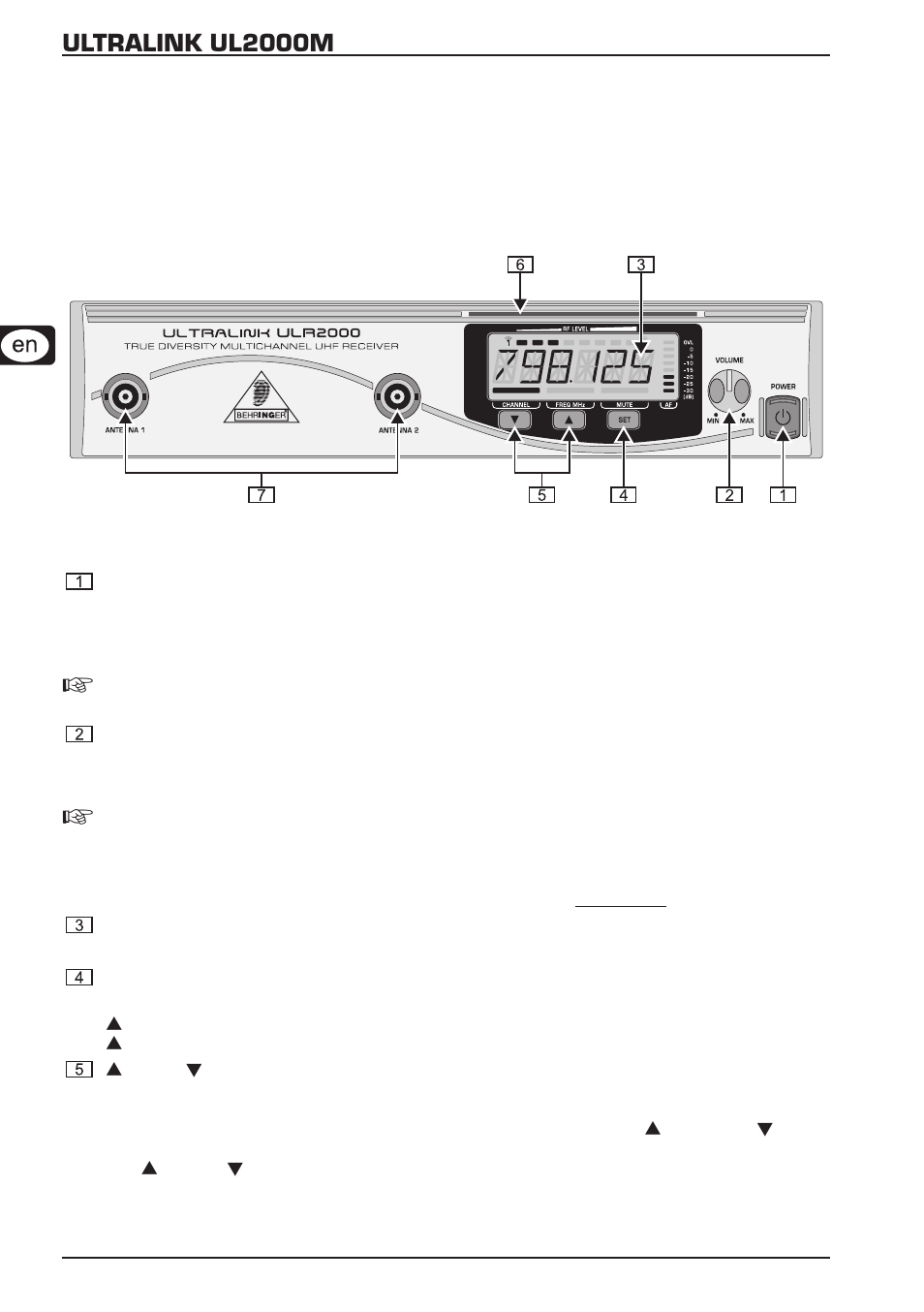 1 control elements and connections | Behringer ULTRALINKUL2000M A50-13413-00005 User Manual | Page 6 / 24
