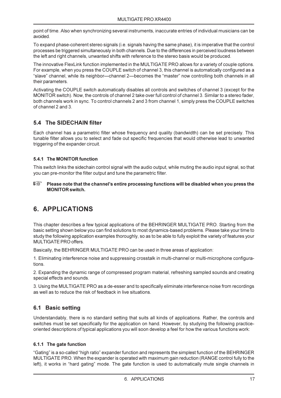 Applications | Behringer XR4400 User Manual | Page 17 / 22