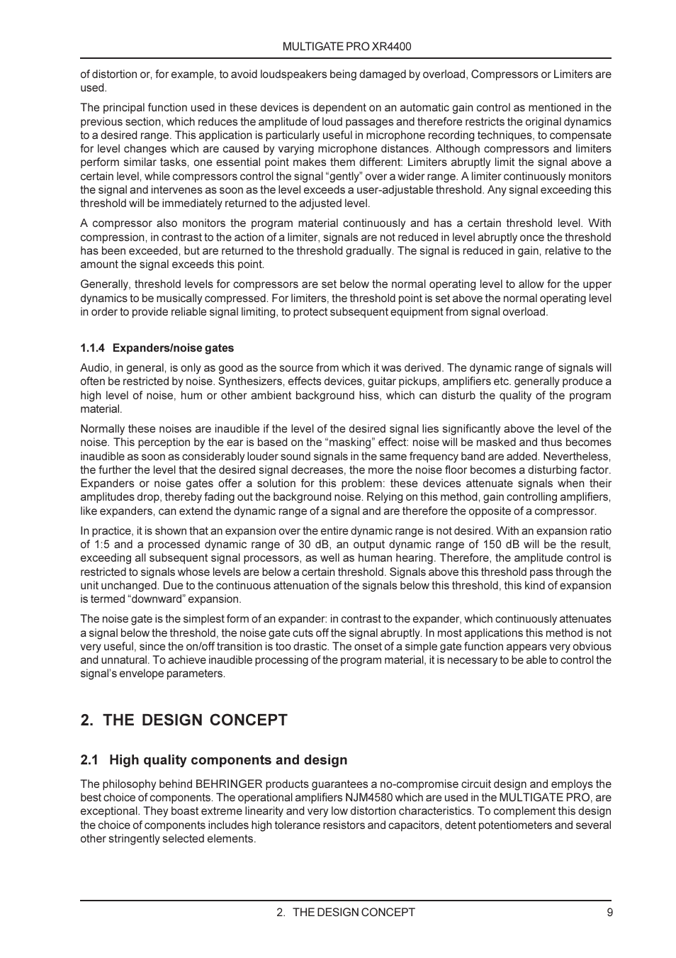 The design concept | Behringer XR4400 User Manual | Page 9 / 22