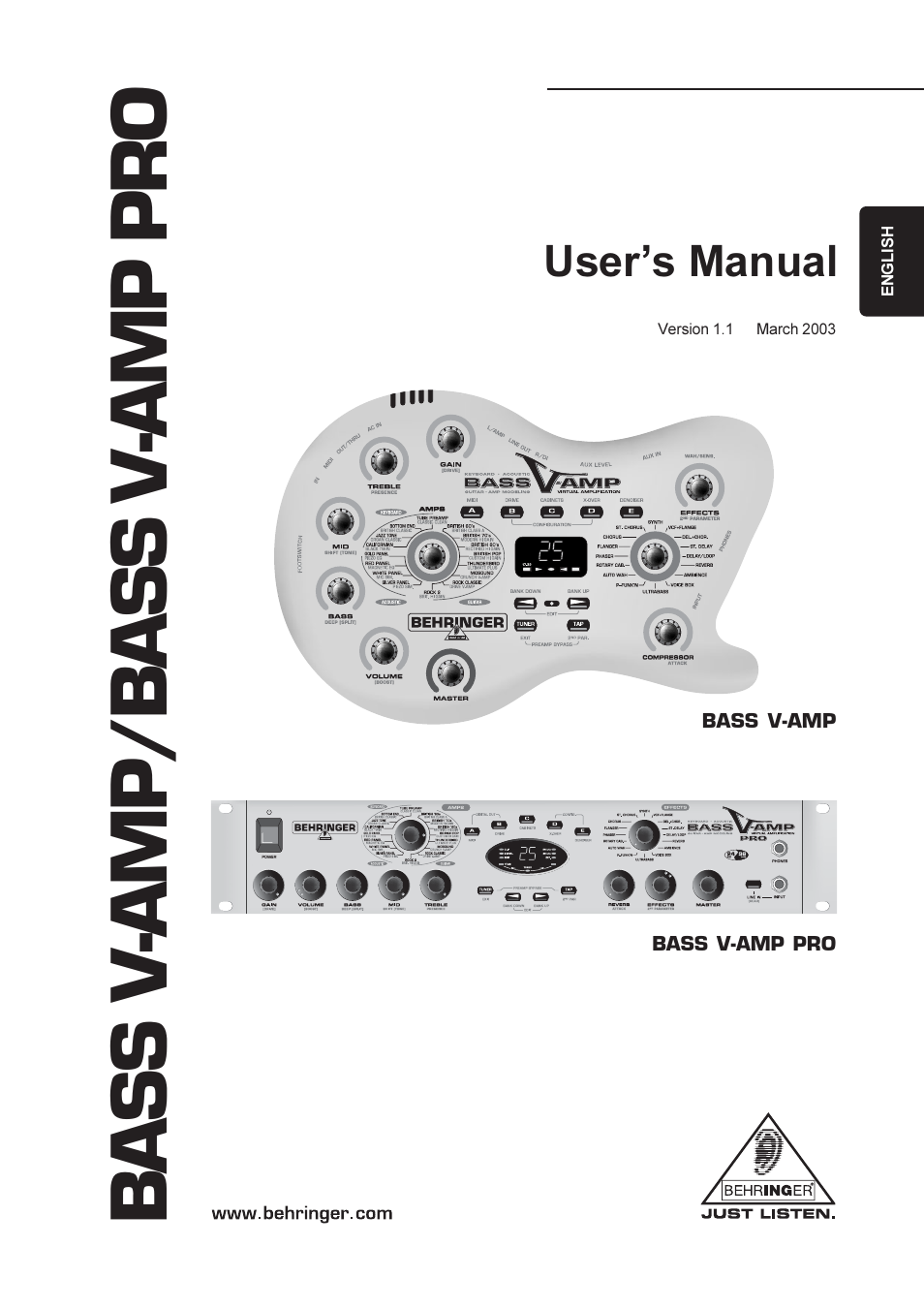 Behringer BASS V-AMP PRO User Manual | 20 pages