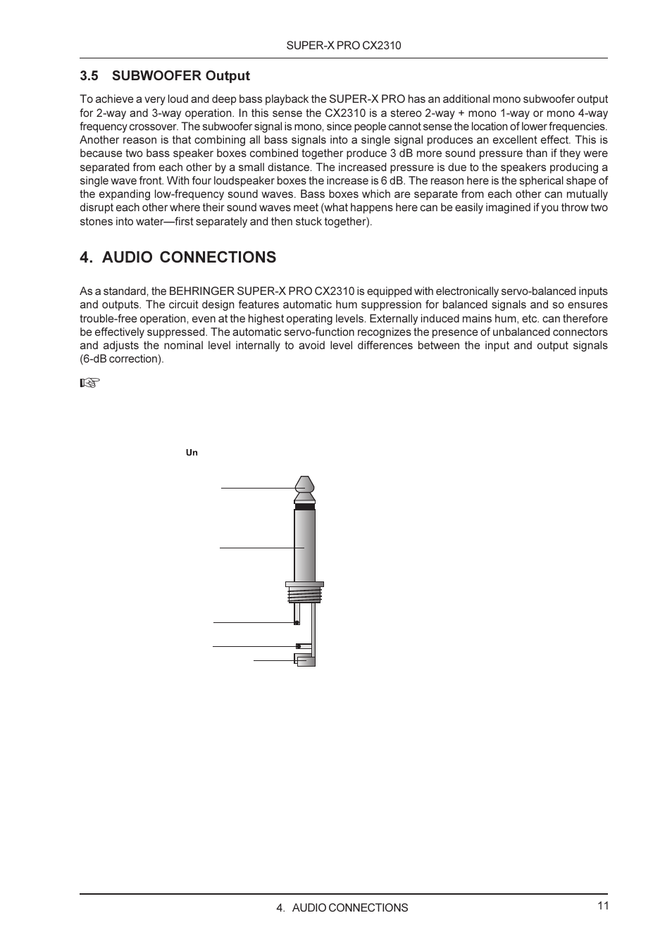 Audio connections | Behringer CX2310 User Manual | Page 11 / 13