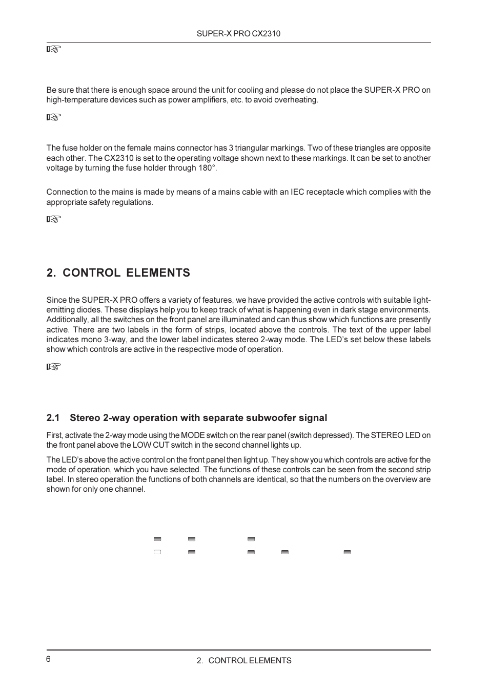 Control elements | Behringer CX2310 User Manual | Page 6 / 13