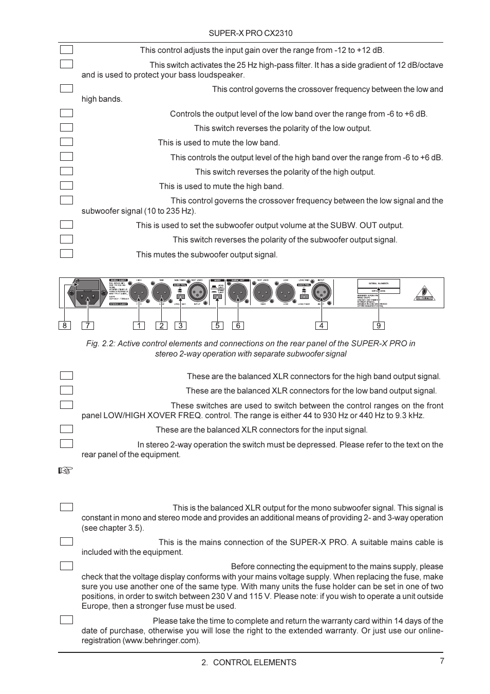 Behringer CX2310 User Manual | Page 7 / 13