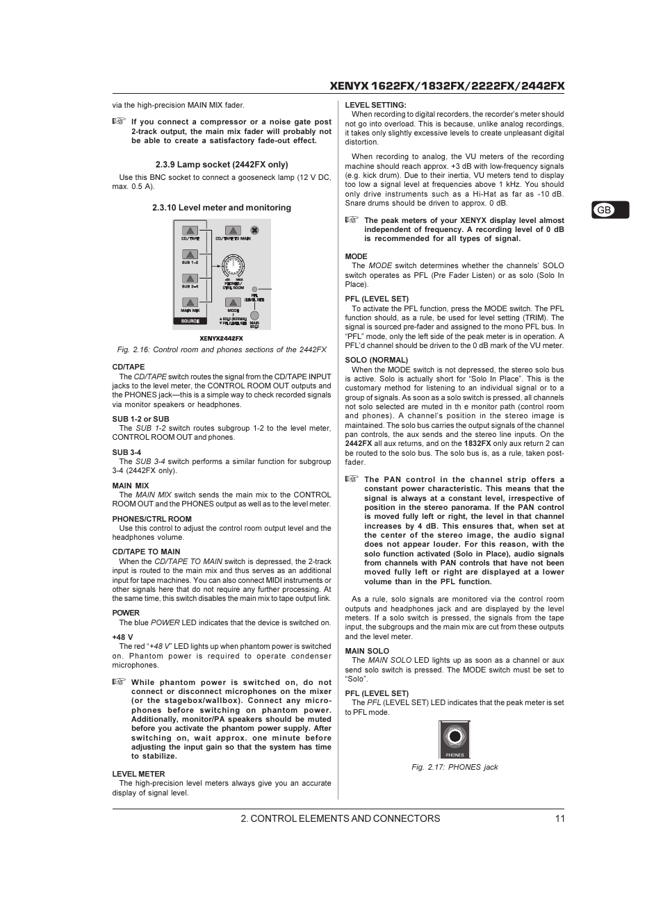 Behringer XENYX 1622FX User Manual | Page 11 / 17