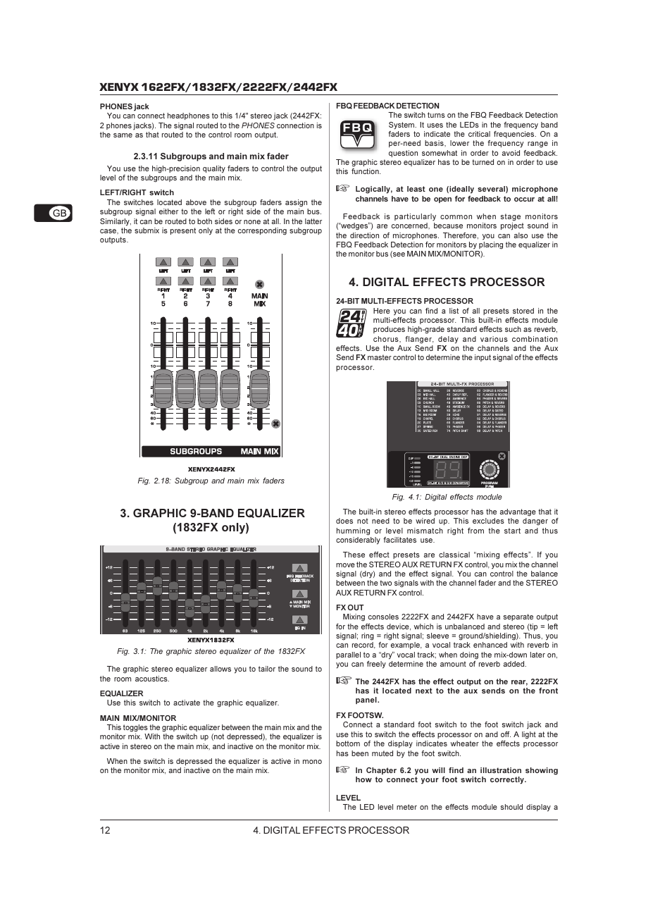 Digital effects processor | Behringer XENYX 1622FX User Manual | Page 12 / 17