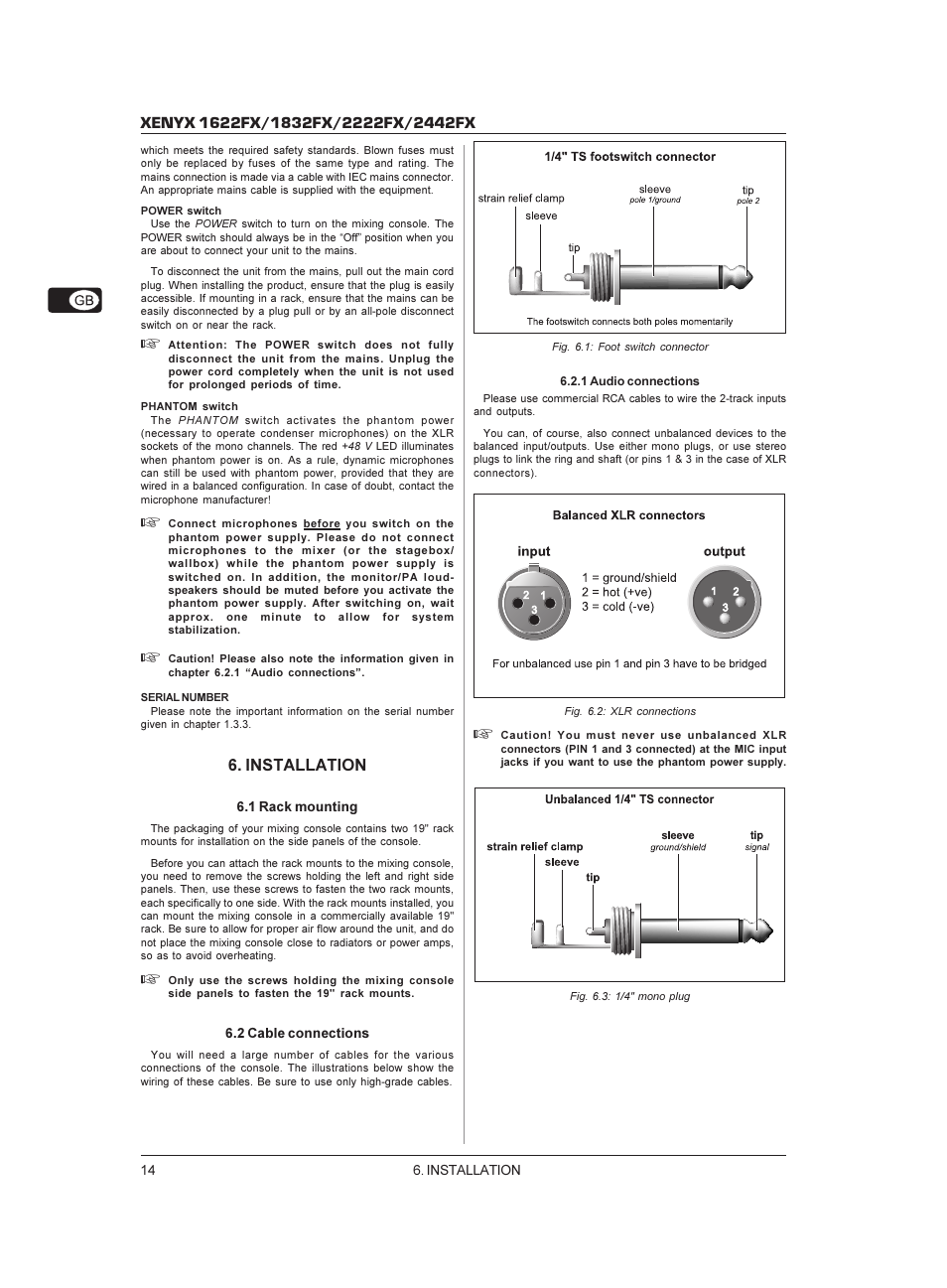 Installation | Behringer XENYX 1622FX User Manual | Page 14 / 17