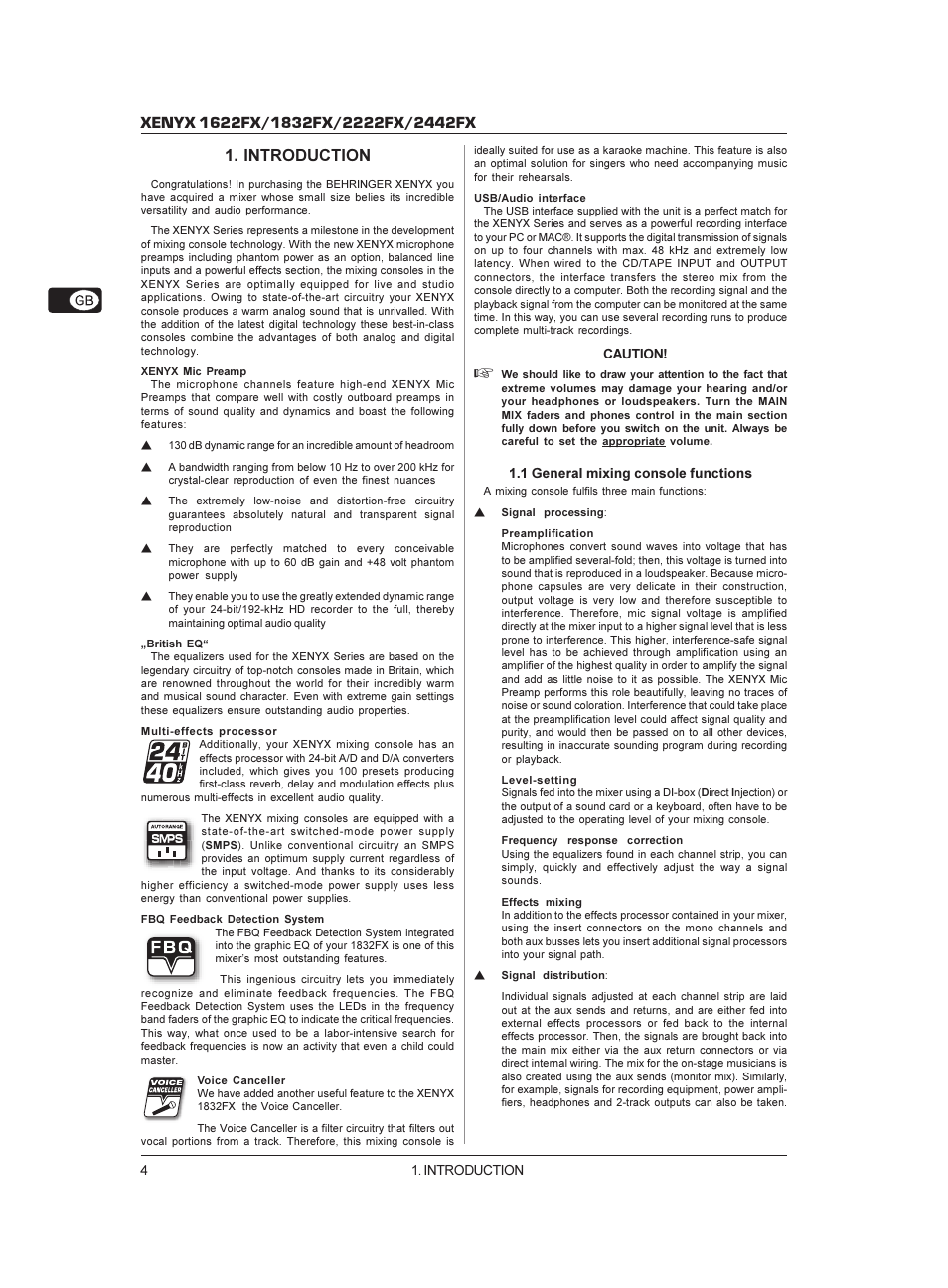 Introduction | Behringer XENYX 1622FX User Manual | Page 4 / 17