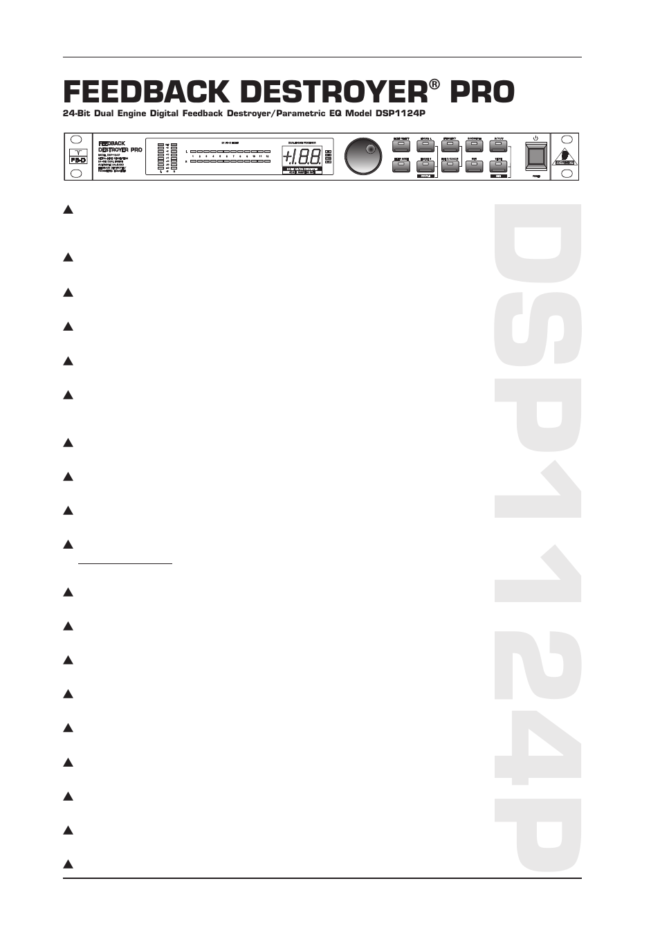 Feedback destroyer | Behringer feedback destroyer pro dsp1124p User Manual | Page 2 / 4