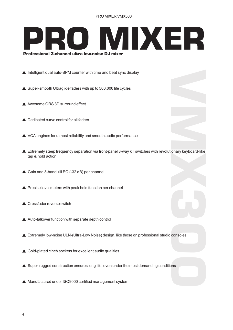 Vmx300, Pro mixer | Behringer VMX300 User Manual | Page 4 / 12