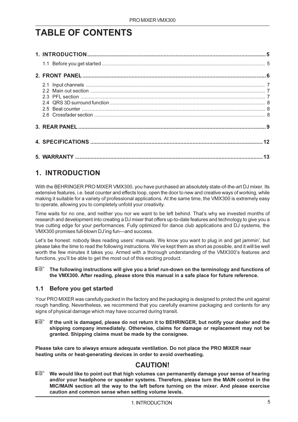 Behringer VMX300 User Manual | Page 5 / 12