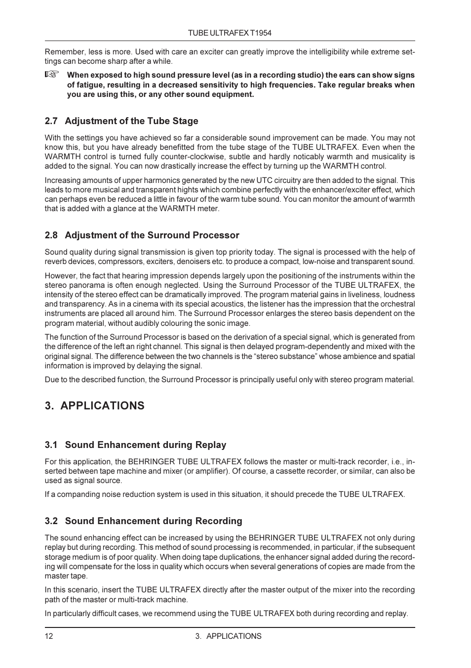 Applications | Behringer T1954 User Manual | Page 12 / 24