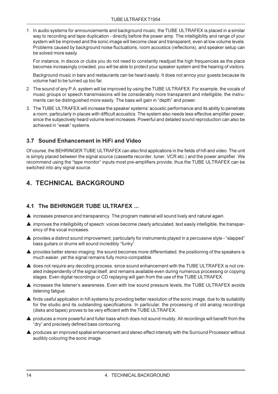 Technical background | Behringer T1954 User Manual | Page 14 / 24