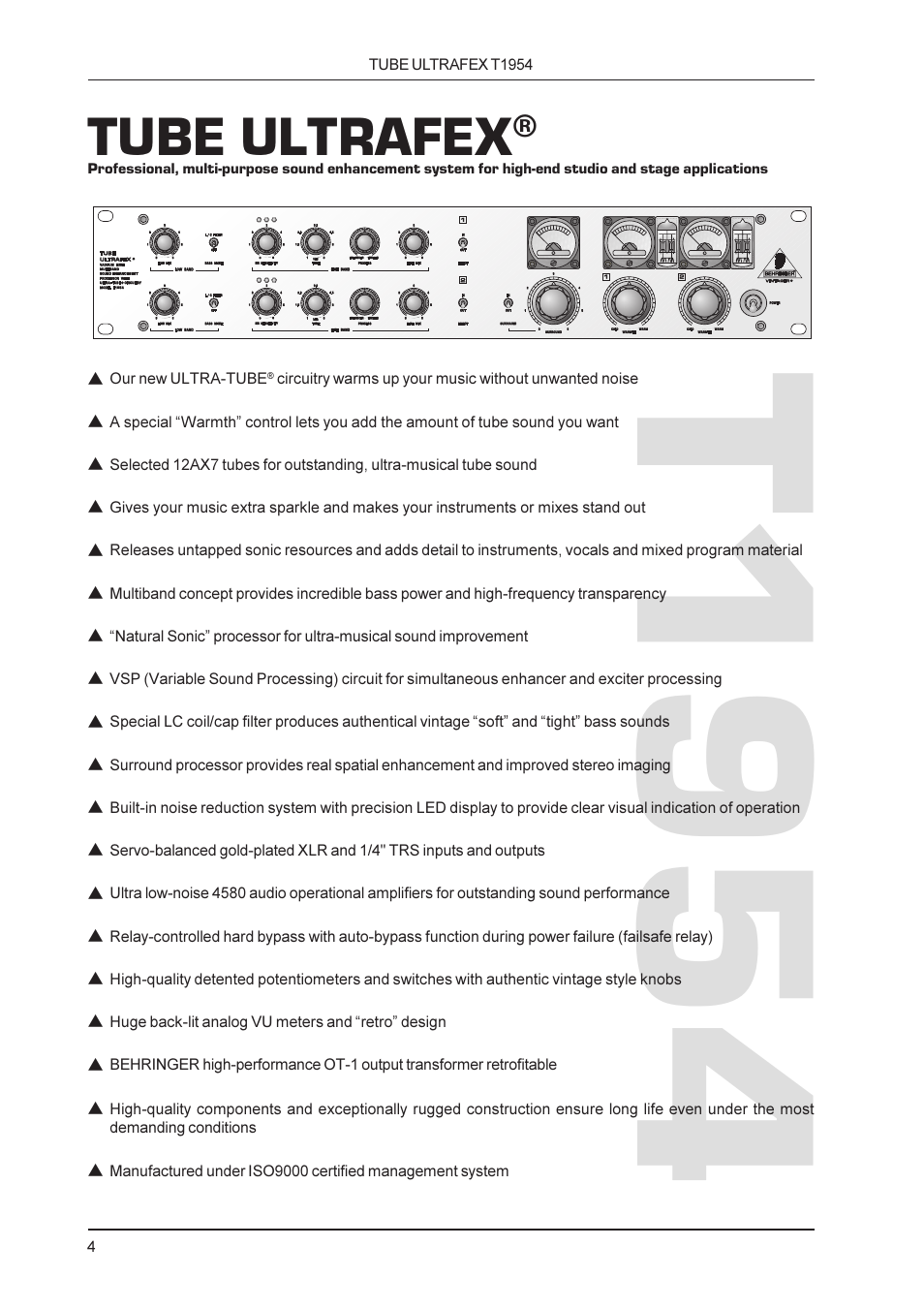 T1954, Tube ultrafex | Behringer T1954 User Manual | Page 4 / 24