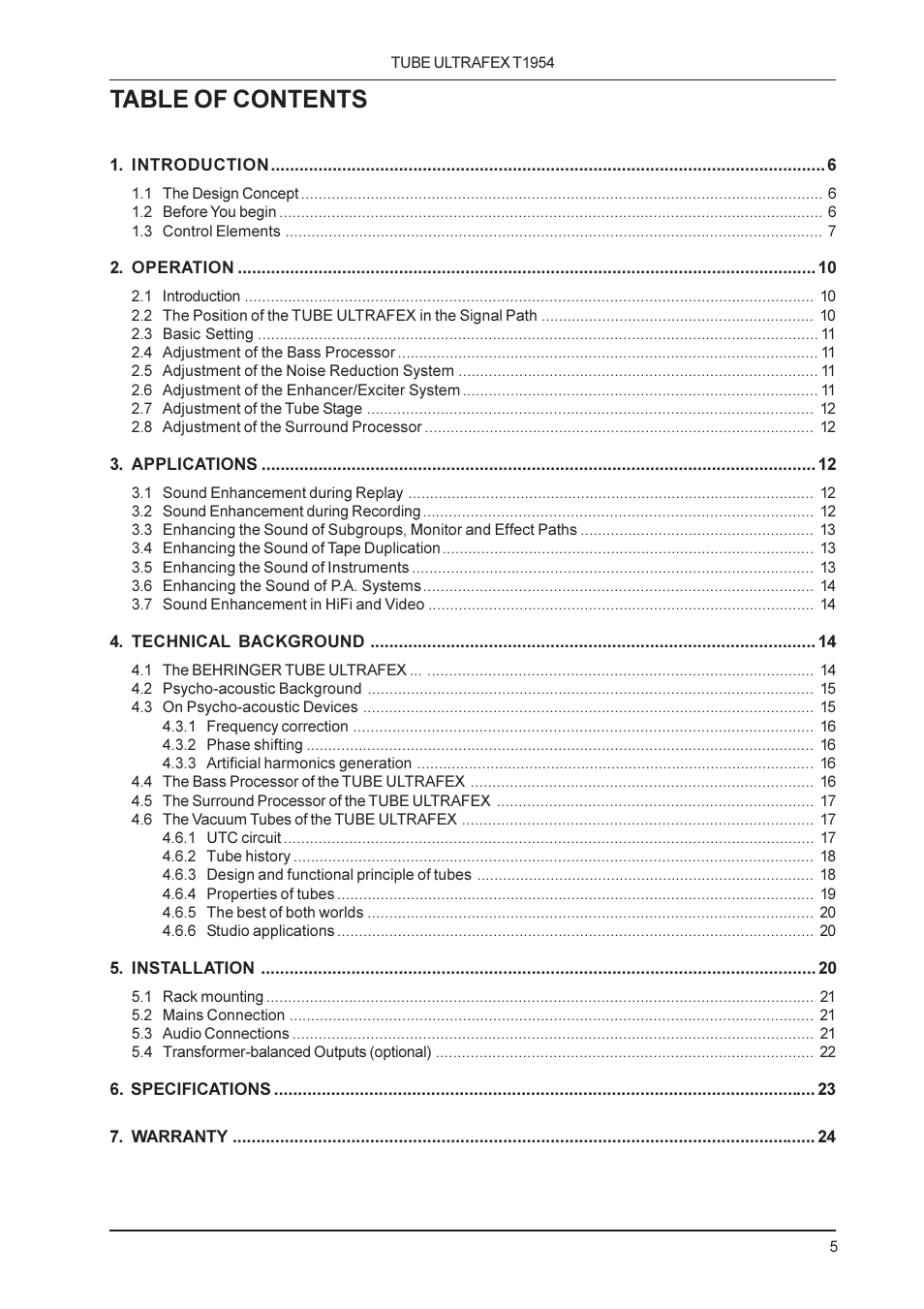 Behringer T1954 User Manual | Page 5 / 24