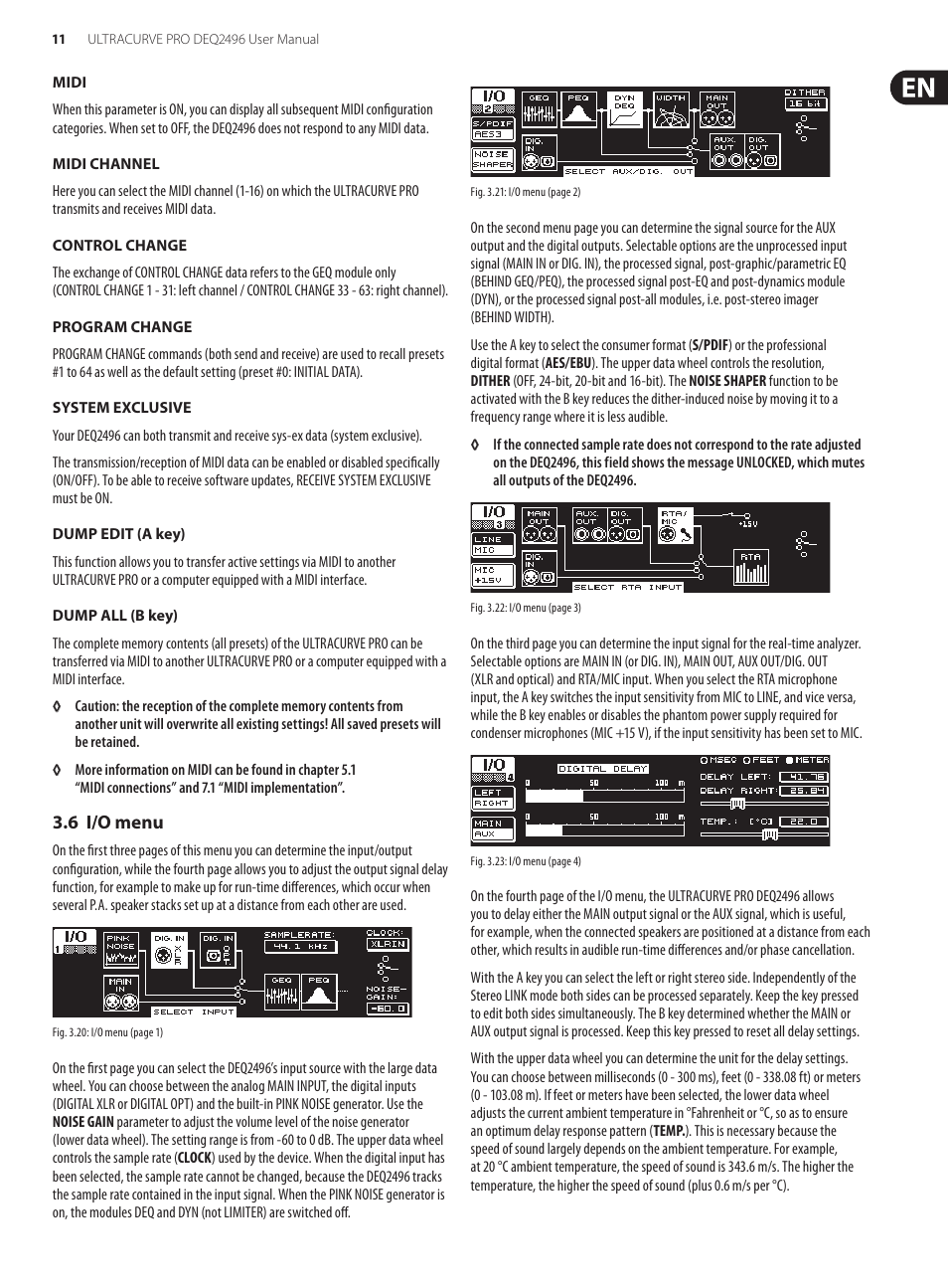 6 i/o menu | Behringer high-precision digital 24-bit/96 kHz EQ/RTA mastering processor DEQ2496 User Manual | Page 11 / 22