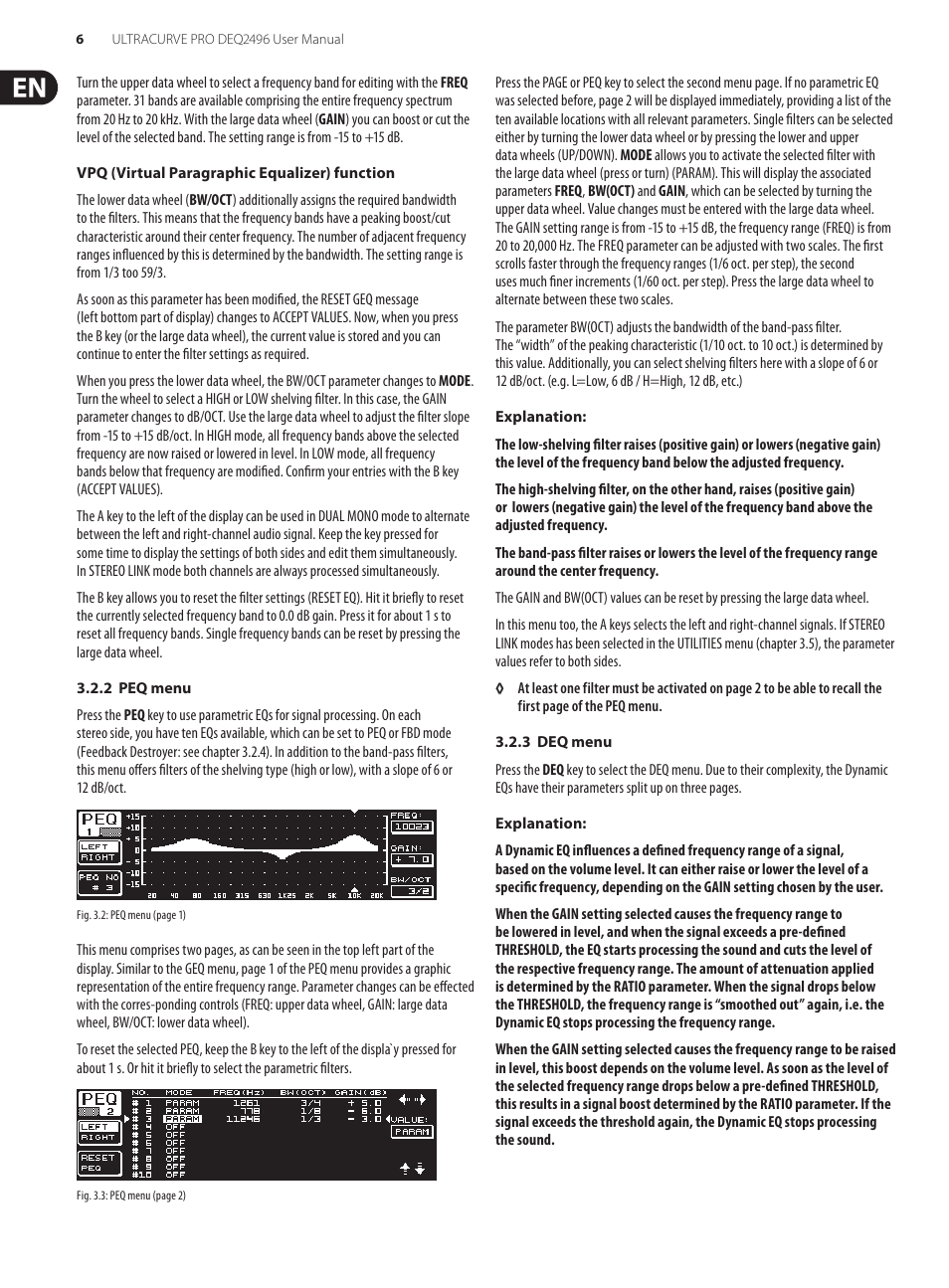 Behringer high-precision digital 24-bit/96 kHz EQ/RTA mastering processor DEQ2496 User Manual | Page 6 / 22