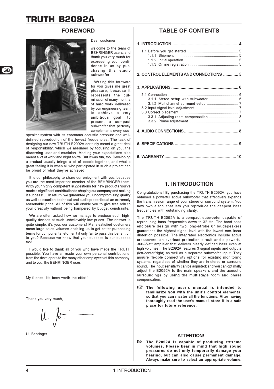 Behringer B2092A User Manual | Page 4 / 10