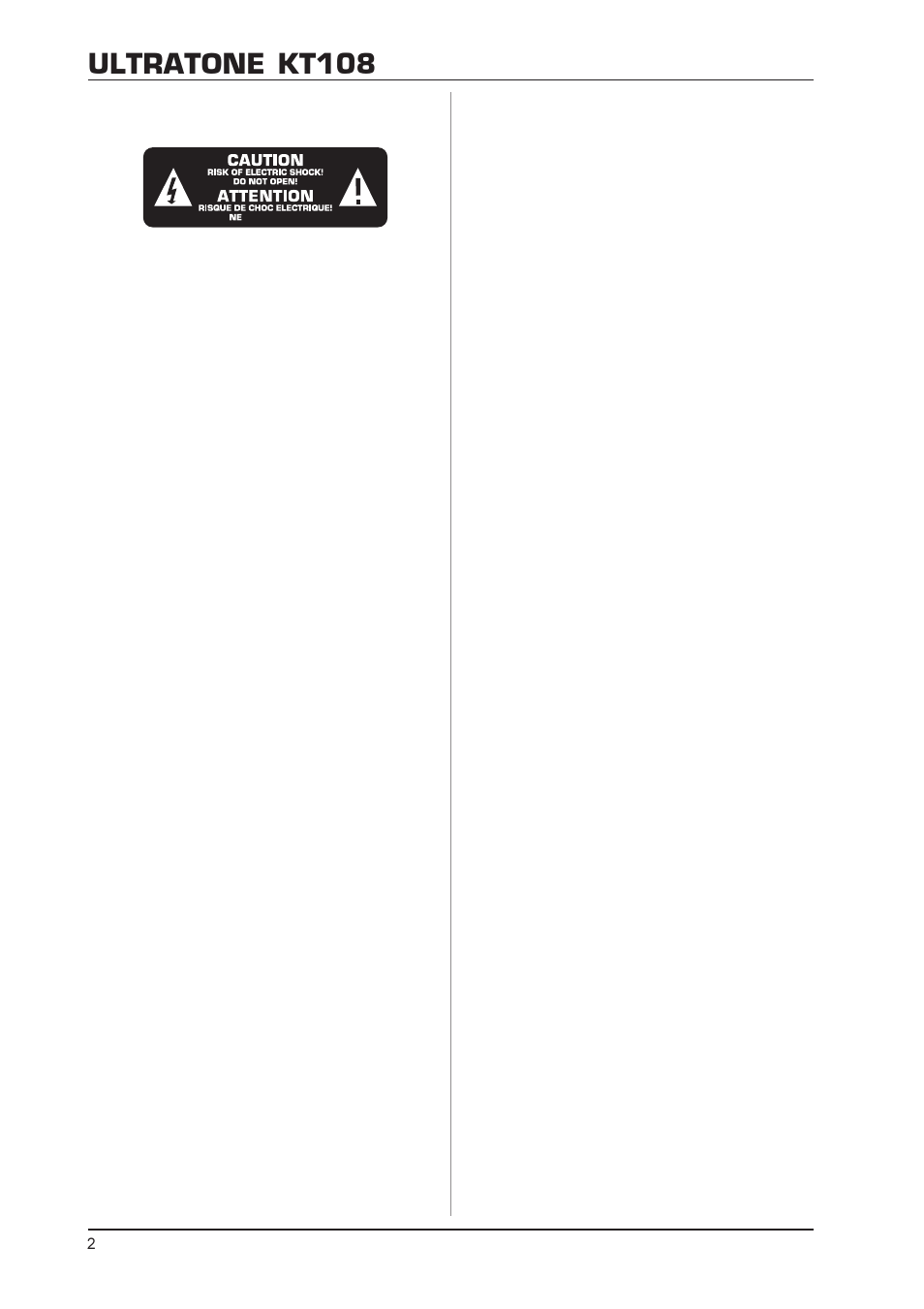 Ultratone kt108 | Behringer KT108 User Manual | Page 2 / 8