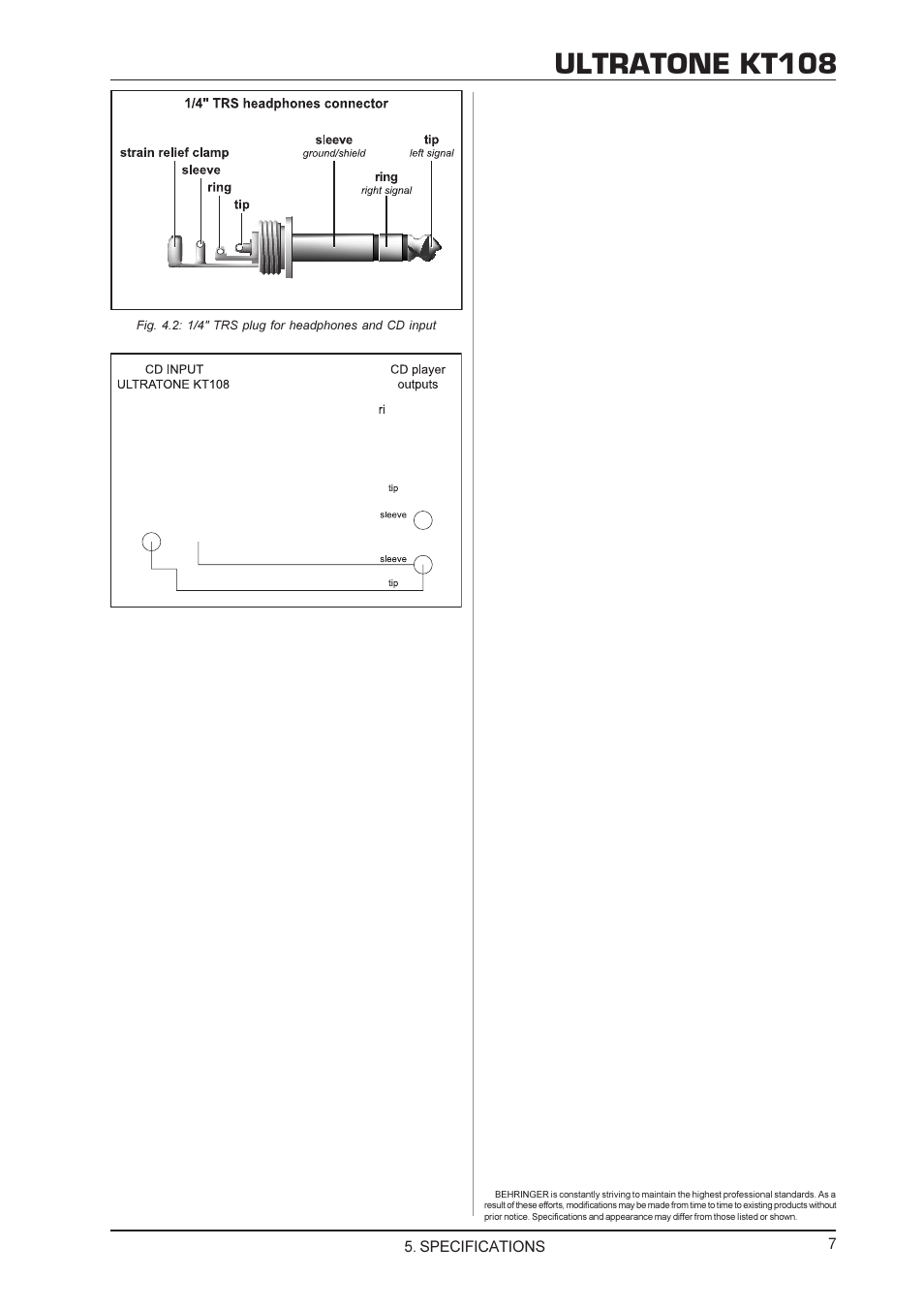 Ultratone kt108 | Behringer KT108 User Manual | Page 7 / 8