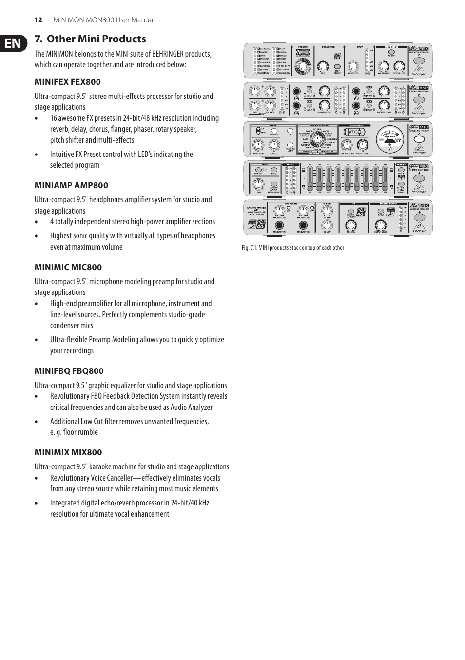 Other mini products | Behringer MINIMON MON Ultra-Compact Stereo Monitor Matrix Mixer with Talkback Mic MON800 User Manual | Page 12 / 13