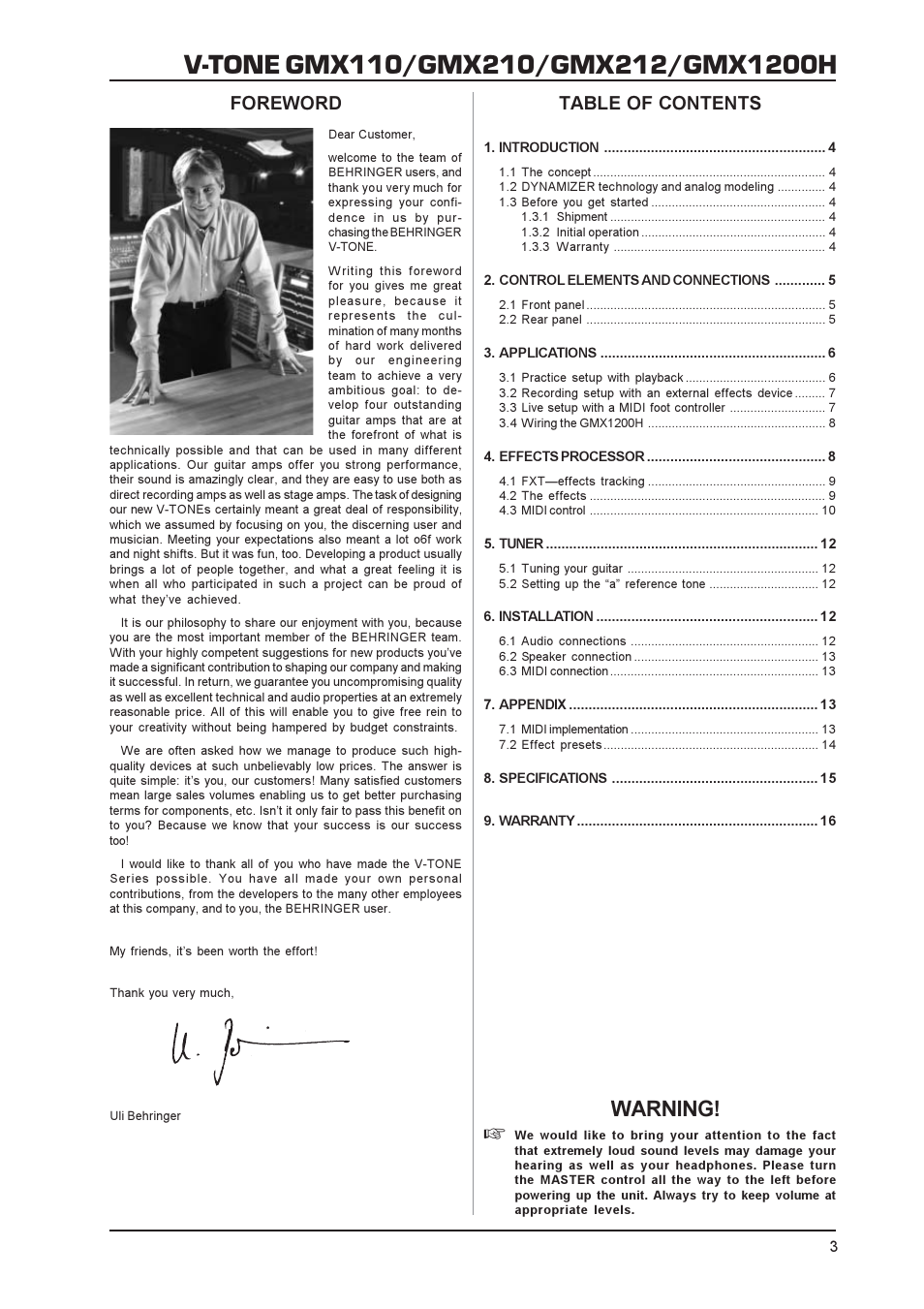Behringer GMX1200H User Manual | Page 3 / 16