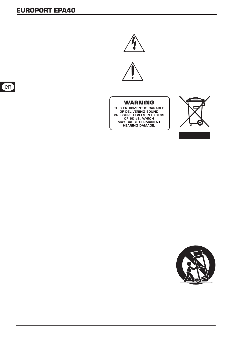 Europort epa40 important safety instructions | Behringer EPA40 User Manual | Page 2 / 8