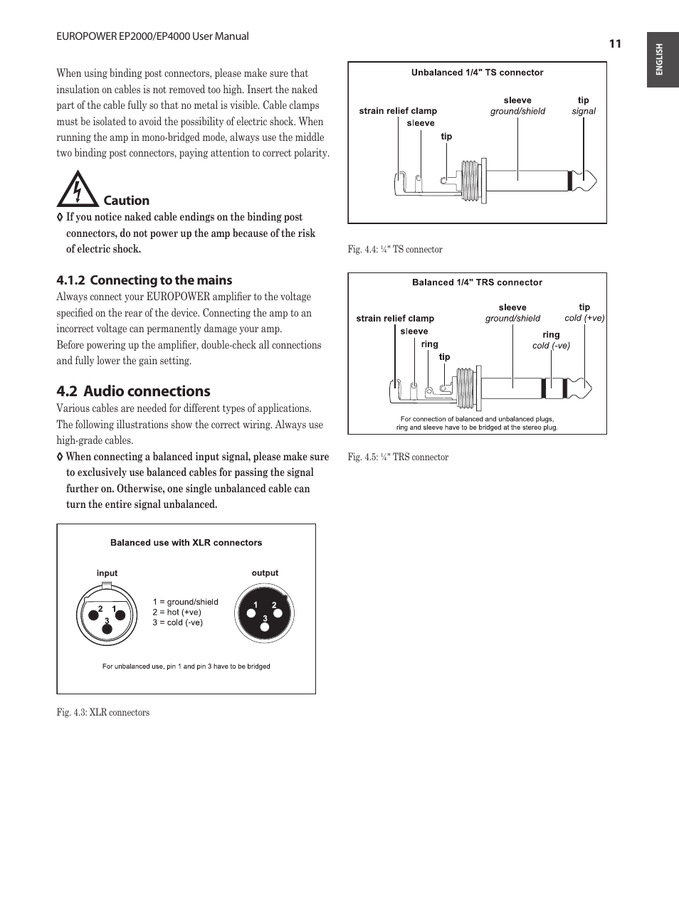 2 audio connections | Behringer EUROPOWER Amplifier with ATR EP2000 User Manual | Page 11 / 16