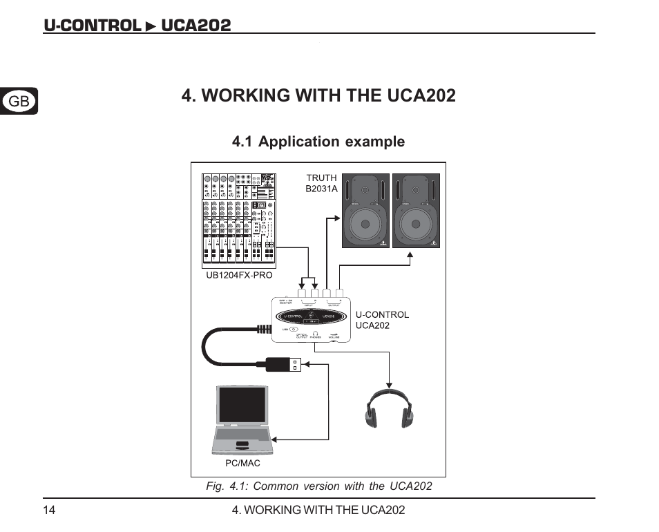 Working with the uca202, 1 application example | Behringer UCA202 User Manual | Page 14 / 22