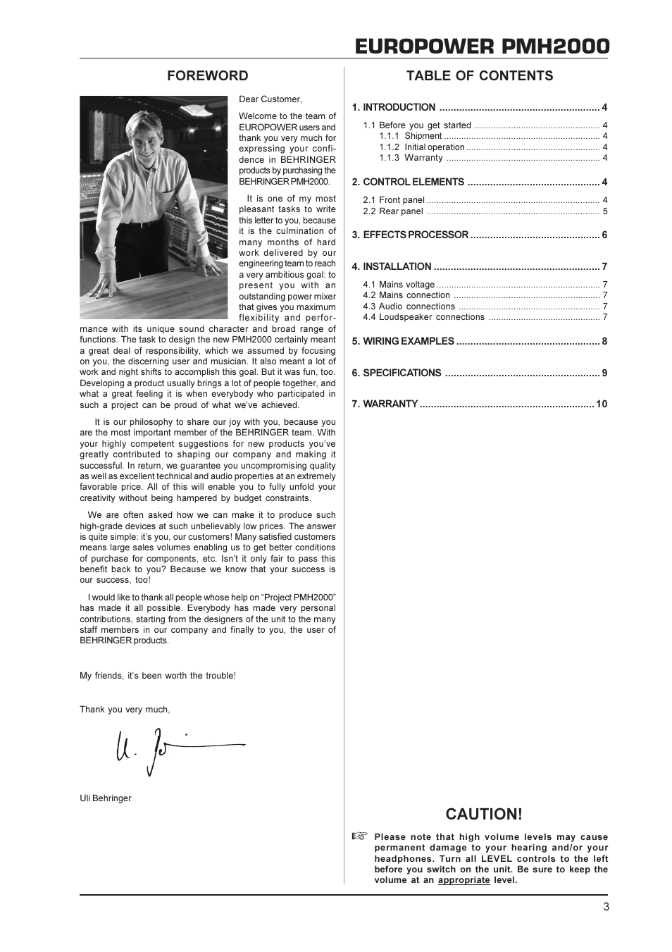 Behringer Power Mixer User Manual | Page 3 / 10