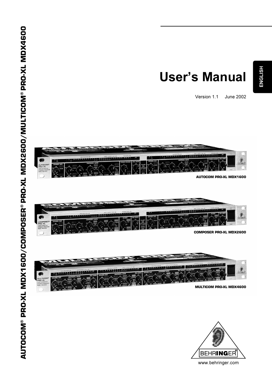 Behringer MDX1600 User Manual | 12 pages