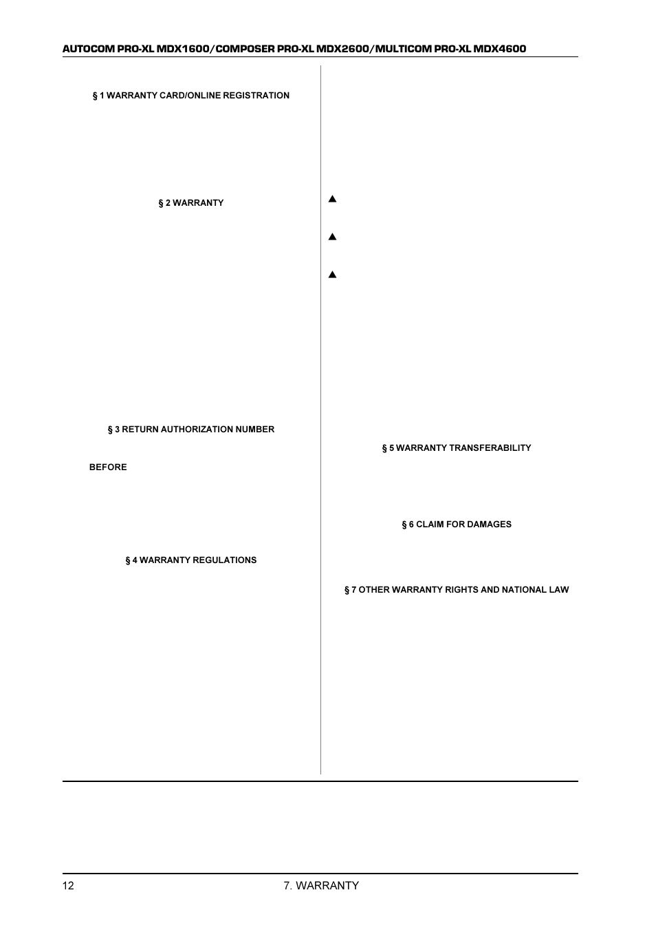 Warranty | Behringer MDX1600 User Manual | Page 12 / 12