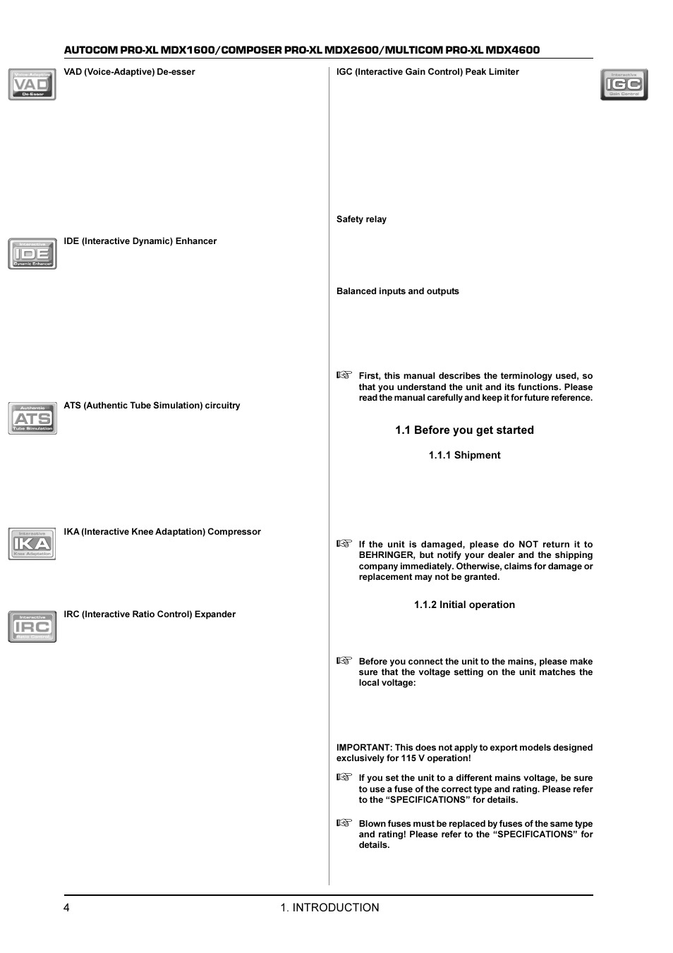 Behringer MDX1600 User Manual | Page 4 / 12
