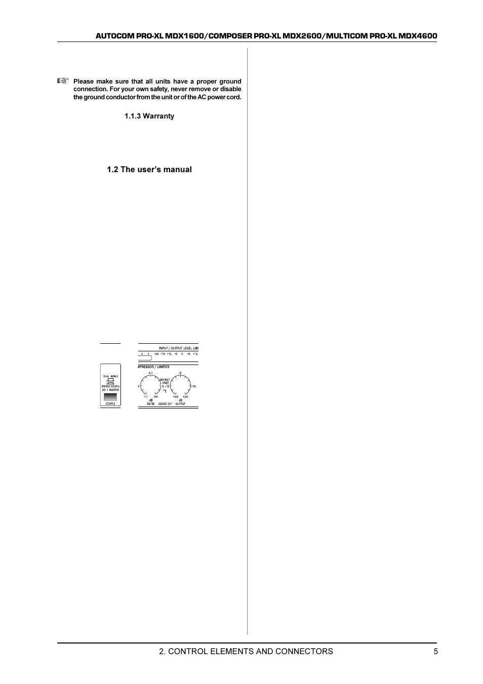Control elements and connectors | Behringer MDX1600 User Manual | Page 5 / 12