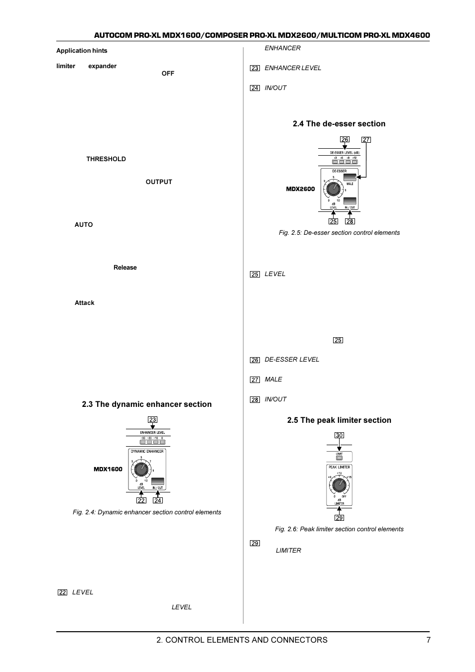 Control elements and connectors | Behringer MDX1600 User Manual | Page 7 / 12