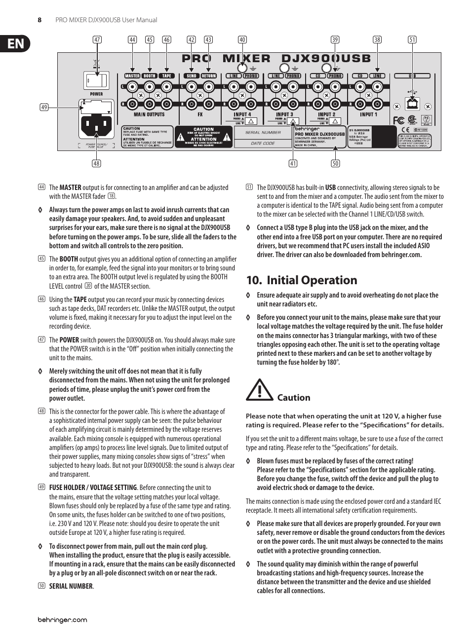 Initial operation | Behringer PRO MIXER DJX USB DJX900USB User Manual | Page 8 / 11