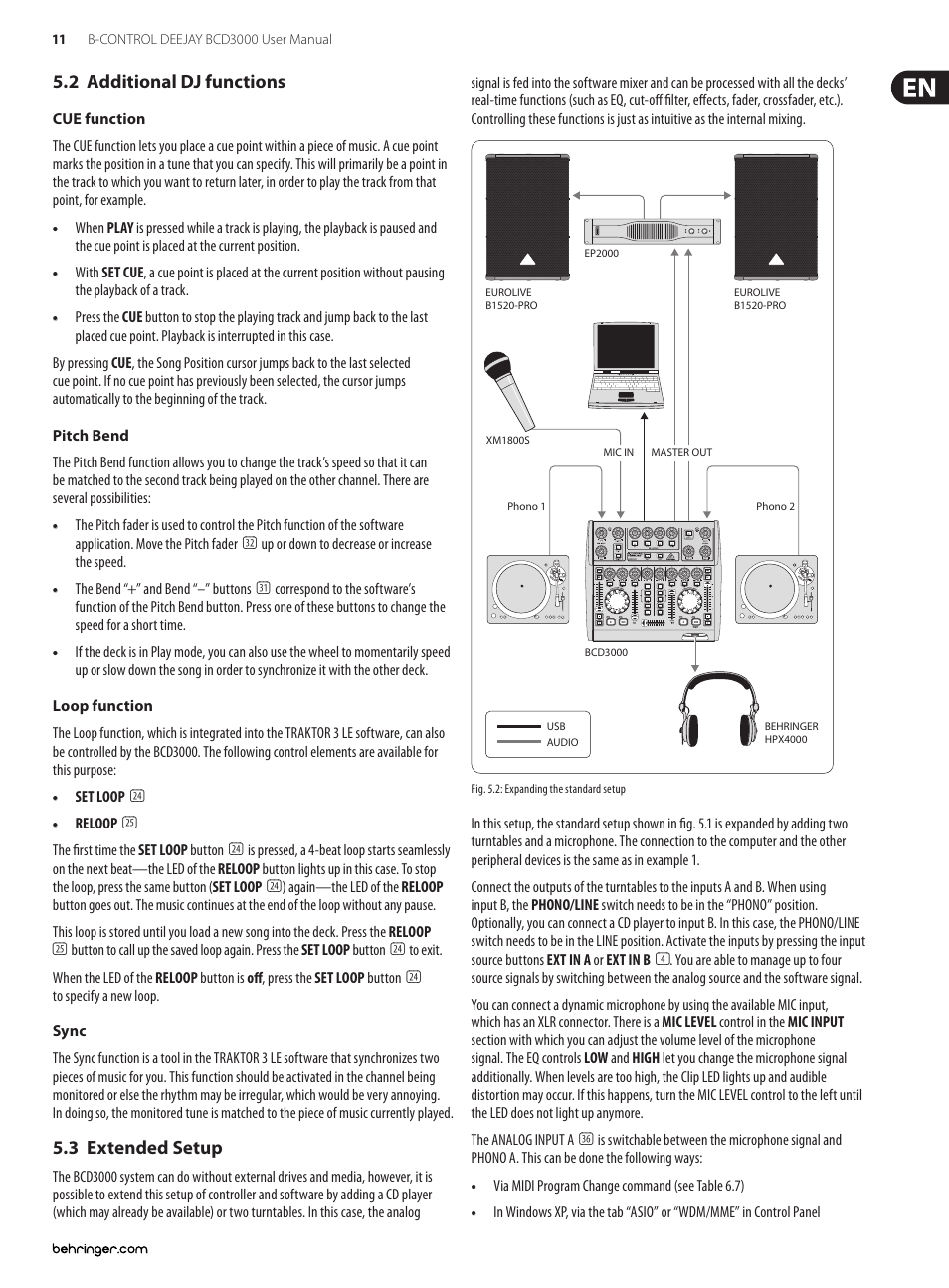 2 additional dj functions, 3 extended setup | Behringer B-Control Deejay BCD3000 User Manual | Page 11 / 17