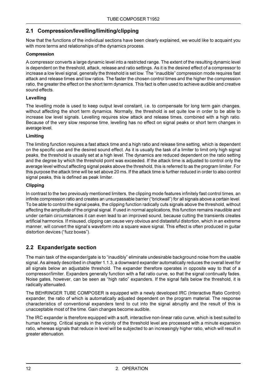 Behringer T1952 User Manual | Page 12 / 34