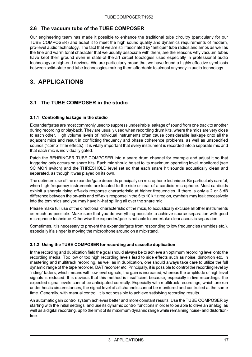 Applications | Behringer T1952 User Manual | Page 17 / 34