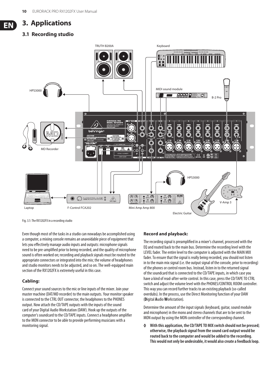 Applications, 1 recording studio | Behringer Eurorack Pro RX1202FX User Manual | Page 10 / 16