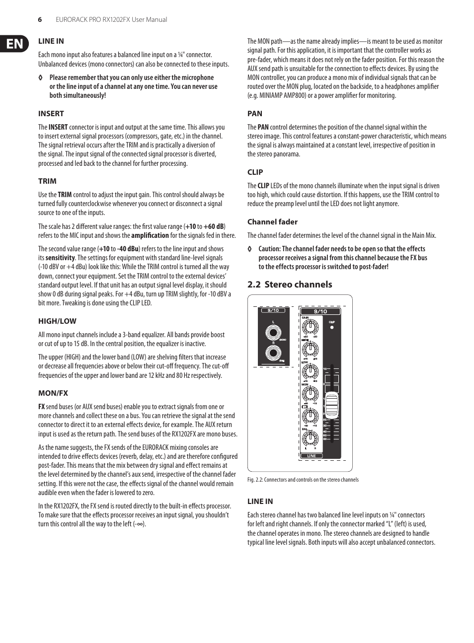 2 stereo channels | Behringer Eurorack Pro RX1202FX User Manual | Page 6 / 16