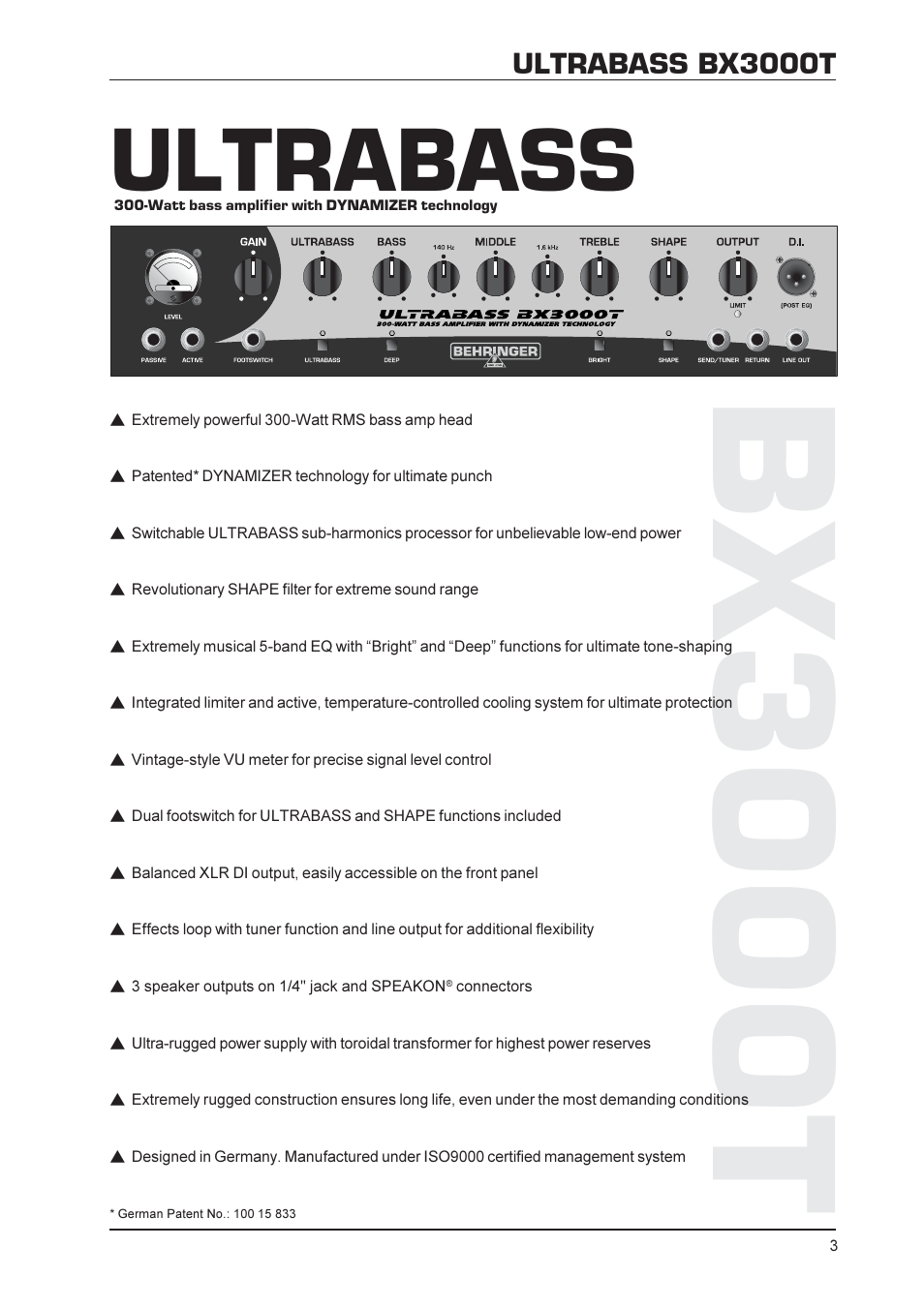 Bx3000t, Ultrabass, Ultrabass bx3000t | Behringer Ultrabass BX3000T User Manual | Page 3 / 11